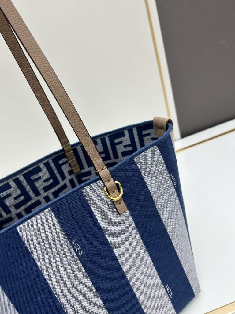 フェンディ FENDI Roll small ロール スモール リバーシブルトートバッグ FFモチーフ ファブリック レディーストートバッグ ストライプ&FFロゴ - 画像 6