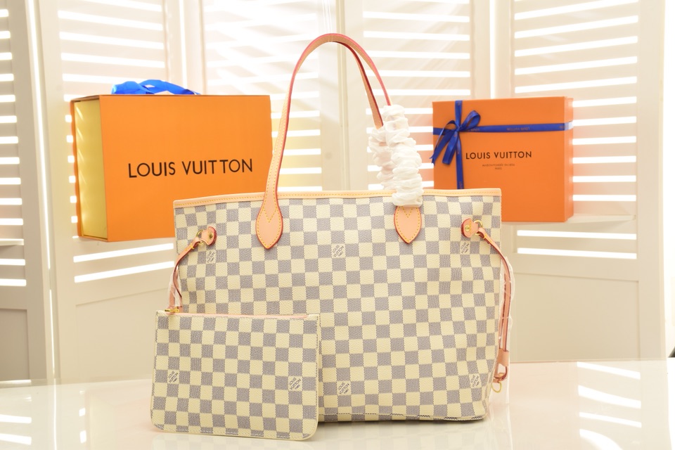 ルイヴィトン バッグ LOUIS VUITTON 可愛い ネヴァーフルMM/GM オシャレ トートバッグ ダミエ アズール ポーチ付き - 画像 2
