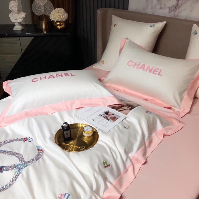 シャネル布団カバーセット刺繍系　4点ベッド寝具セットCHANEL　掛け布団カバー/ボックスシーツ　新居用品ゴージャス　選べる2種 - 画像 7
