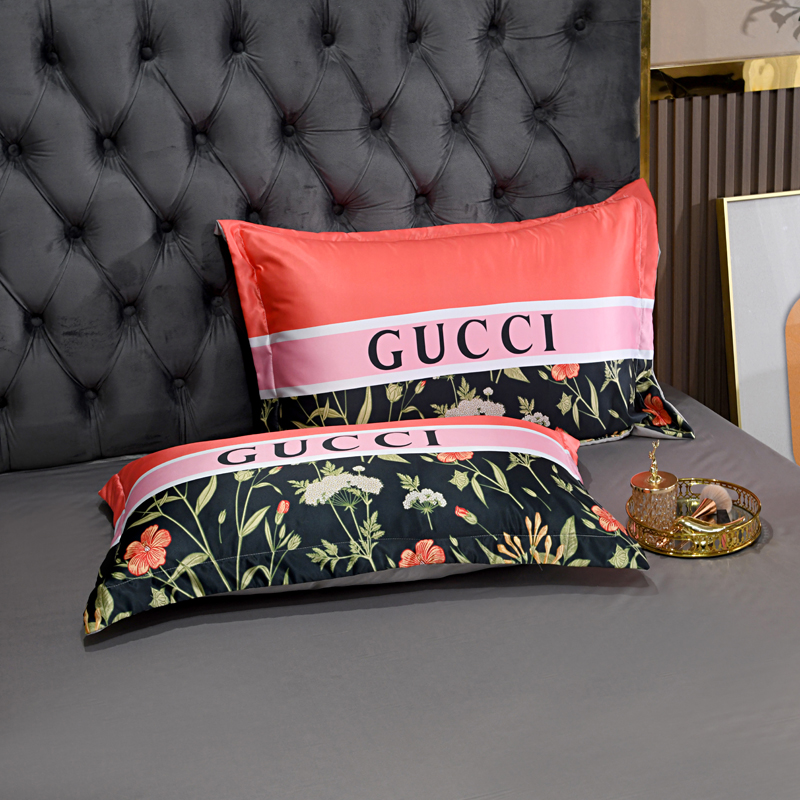 グッチ　GUCCI　シルクサテン掛布団カバー　夏　寝具4点セット　掛け布団カバー/ボックスシーツ/枕カバー　洗える 人気ブランドベッド用品　2種類在庫 - 画像 4