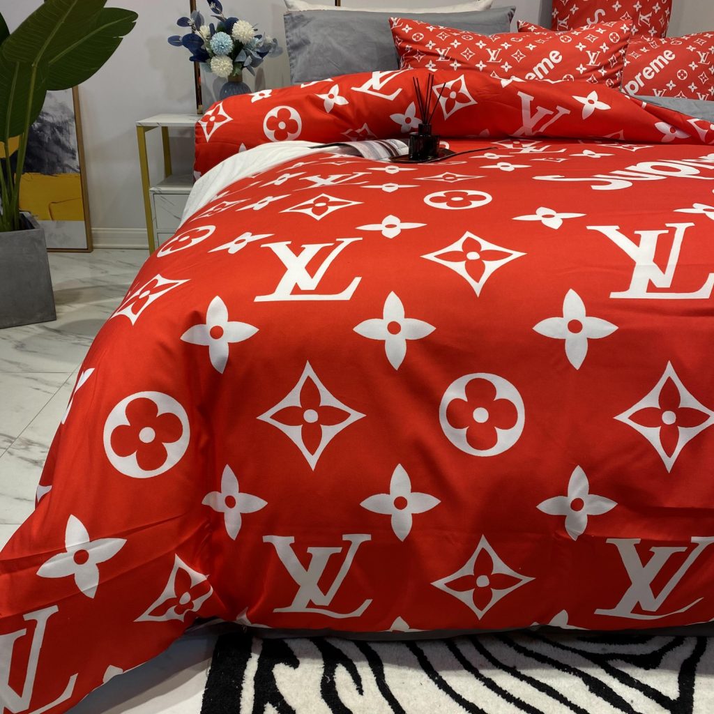 SUPREME/LOUIS VUITTON 掛け布団カバー4点セット ルイヴィトン シュプリーム布団カバー/ボックスシーツ/枕カバー 人気ベッド用品綿100% - 画像 3