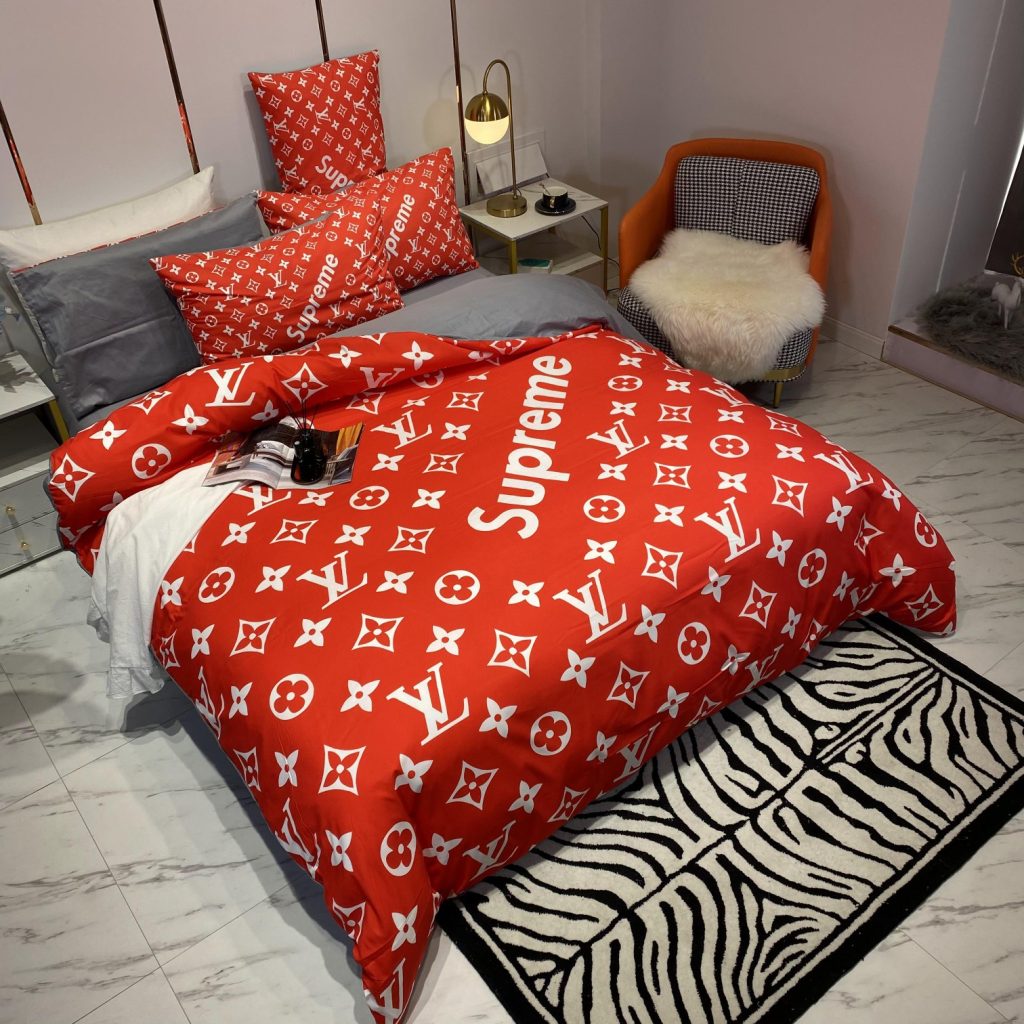 SUPREME/LOUIS VUITTON 掛け布団カバー4点セット ルイヴィトン シュプリーム布団カバー/ボックスシーツ/枕カバー 人気ベッド用品綿100% - 画像 2
