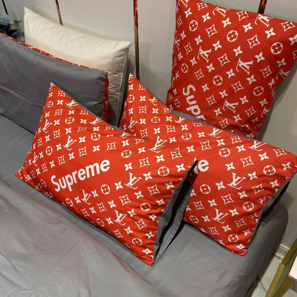 SUPREME/LOUIS VUITTON 掛け布団カバー4点セット ルイヴィトン シュプリーム布団カバー/ボックスシーツ/枕カバー 人気ベッド用品綿100% - 画像 4