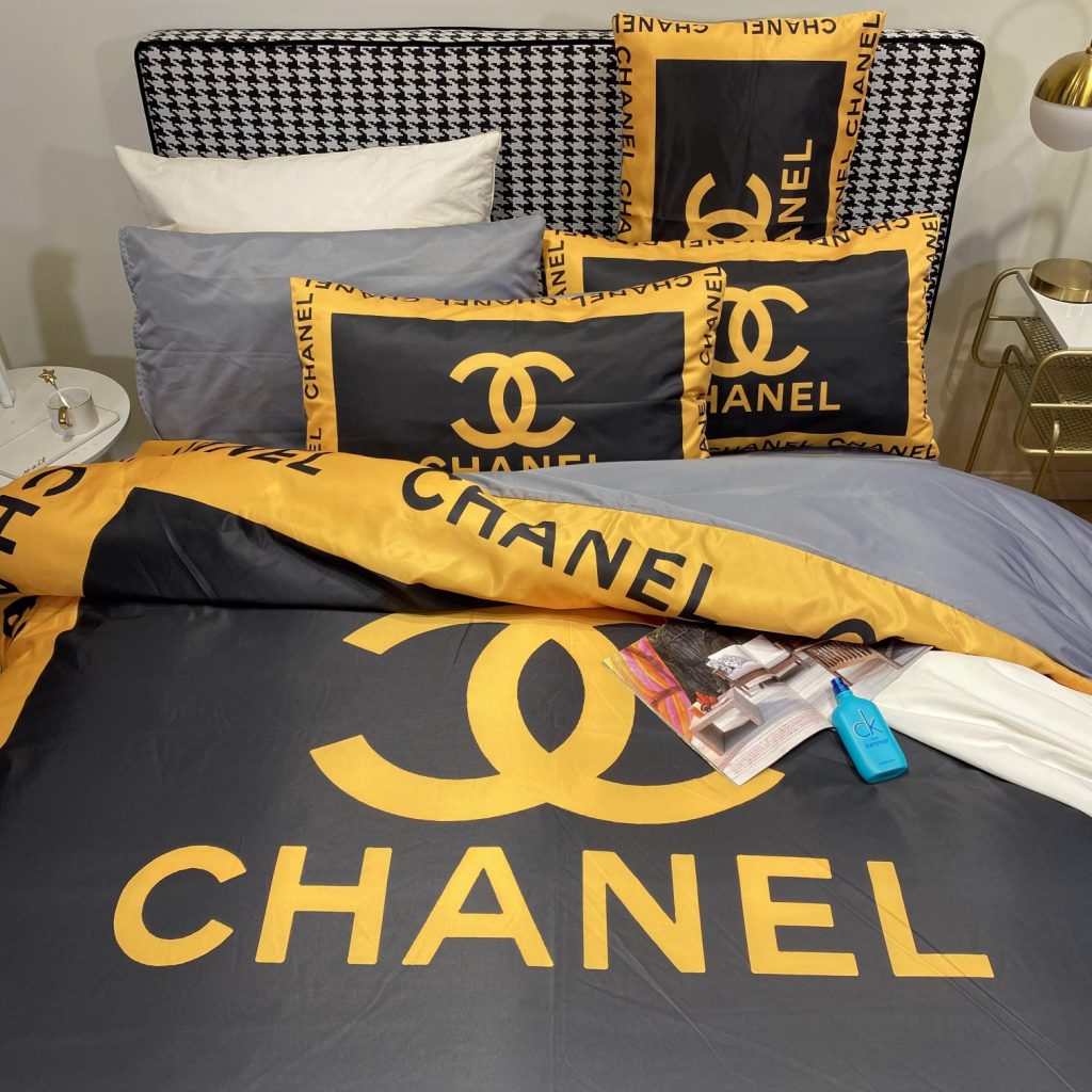 シルク生地　掛け布団カバーセット4点　ダブルサイズ/キングサイズ すべすべベッドカバー　シャネルCHANEL　3色 - 画像 5