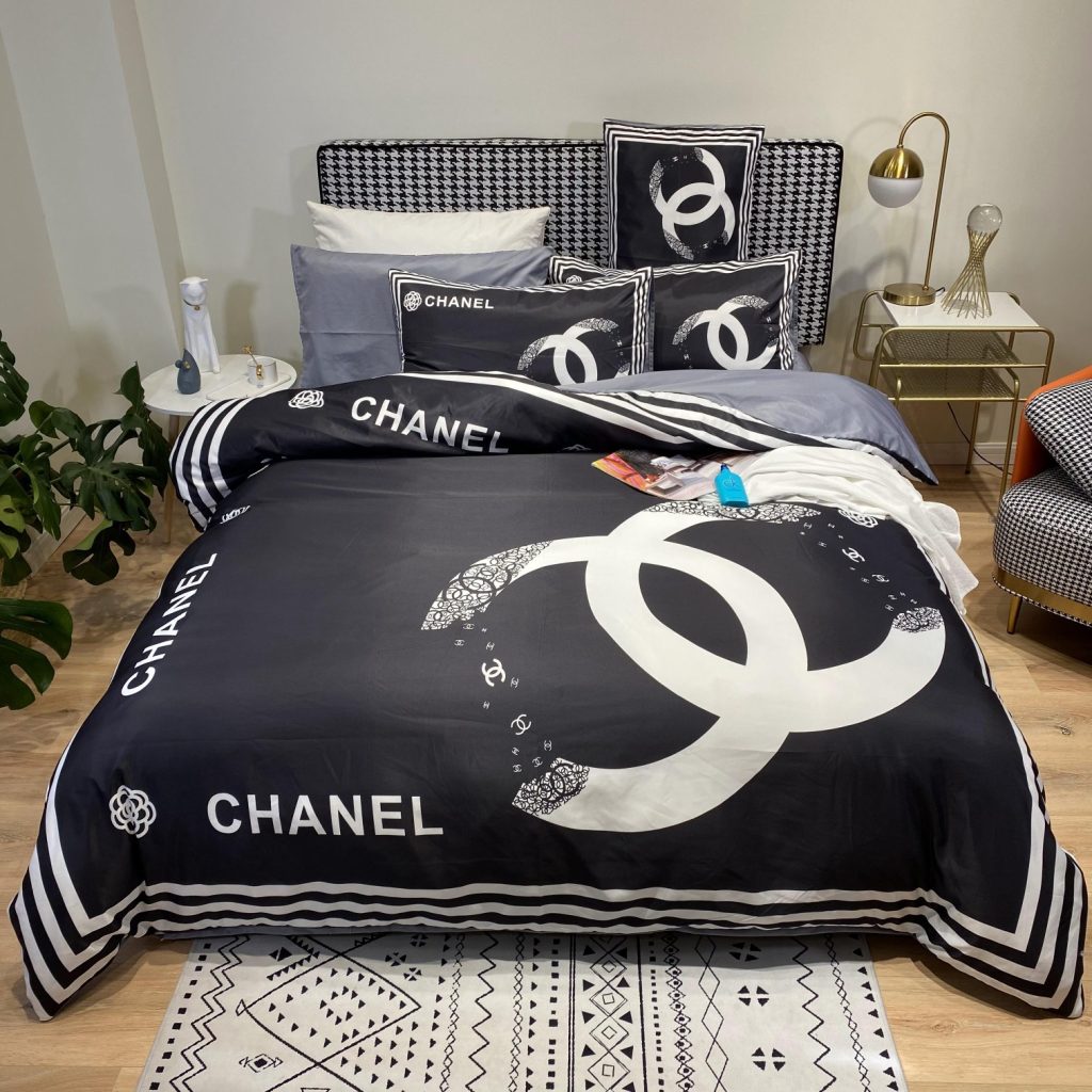シルク生地　掛け布団カバーセット4点　ダブルサイズ/キングサイズ すべすべベッドカバー　シャネルCHANEL　3色 - 画像 7