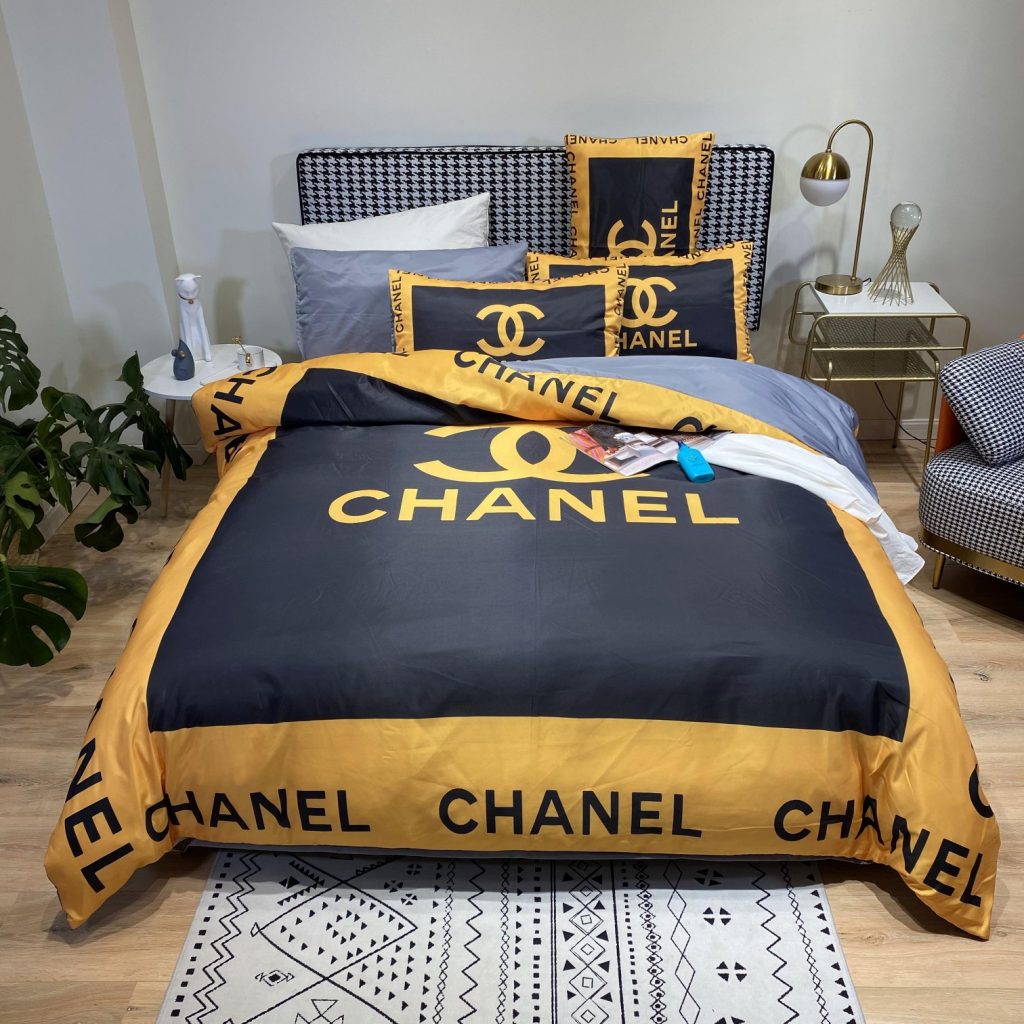 シルク生地　掛け布団カバーセット4点　ダブルサイズ/キングサイズ すべすべベッドカバー　シャネルCHANEL　3色 - 画像 4
