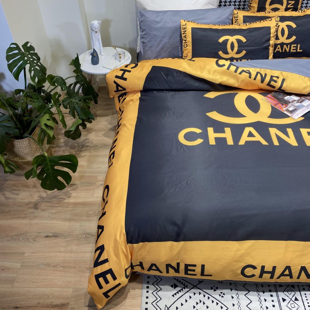 シルク生地　掛け布団カバーセット4点　ダブルサイズ/キングサイズ すべすべベッドカバー　シャネルCHANEL　3色 - 画像 6