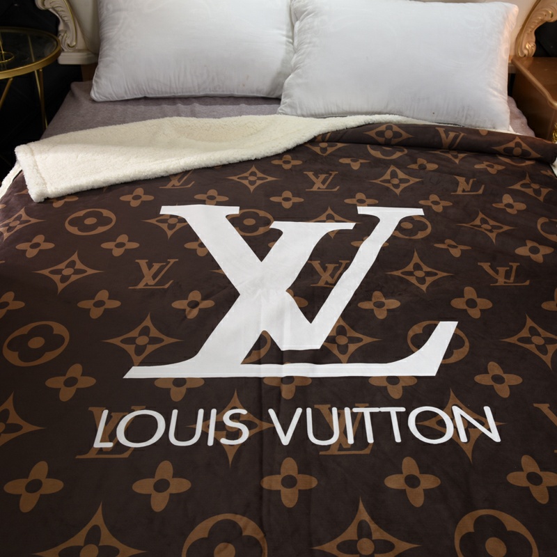 ルイヴィトン　Louis Vuitton　毛布　暖かい　厚手　掛け毛布　モノグラム柄　ブランケット　ブラウン　大きロゴ - 画像 2