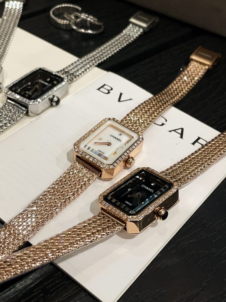 Chanel シャネル✨CHANEL プレミエール レディース 中古⌚️ 白蝶貝＆エナメル ダイヤモンド 21mm メタルメッシュ✨ - 画像 2