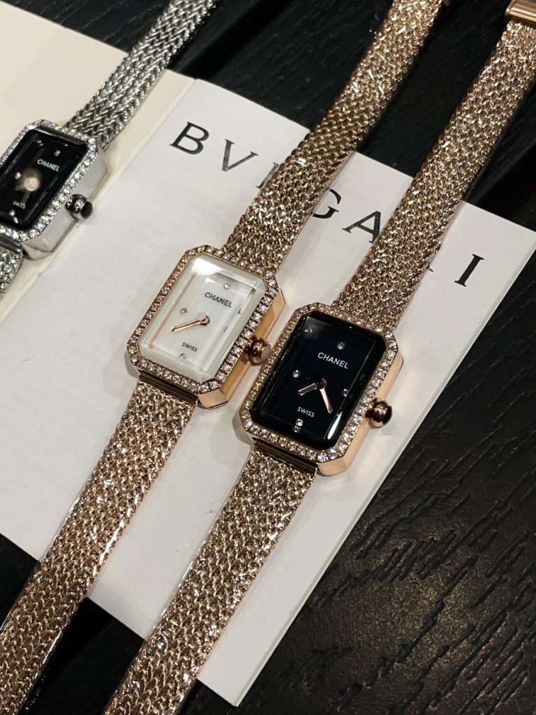 Chanel シャネル✨CHANEL プレミエール レディース 中古⌚️ 白蝶貝＆エナメル ダイヤモンド 21mm メタルメッシュ✨ - 画像 3