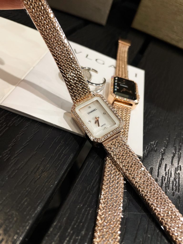 Chanel シャネル✨CHANEL プレミエール レディース 中古⌚️ 白蝶貝＆エナメル ダイヤモンド 21mm メタルメッシュ✨ - 画像 6