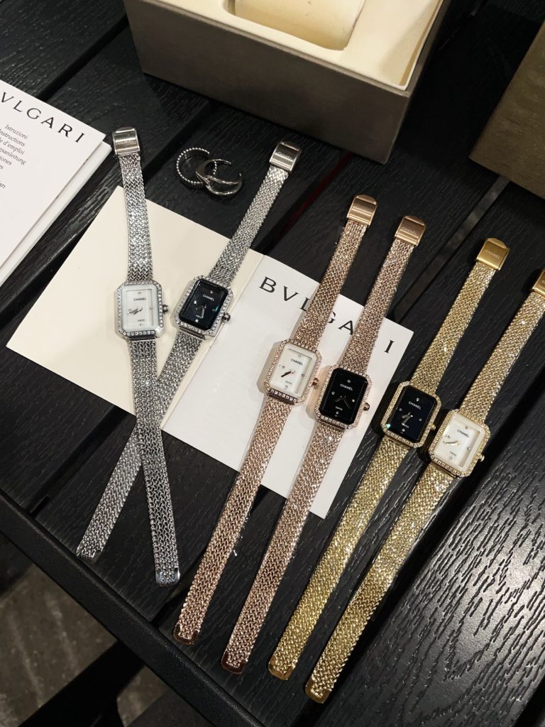 Chanel シャネル✨CHANEL プレミエール レディース 中古⌚️ 白蝶貝＆エナメル ダイヤモンド 21mm メタルメッシュ✨ - 画像 8