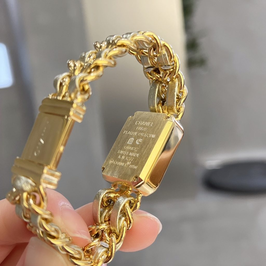 Chanel シャネル👜✨Chanel プレミエール 中古 レディース腕時計 方糖✨1987年 パリ フェルスマン広場 インスピレーション❤️ マンガンガラス オニキス 26.1mm🕰️ - 画像 8