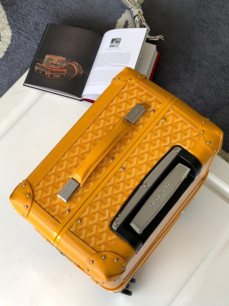 【ハンドメイド】手提げキャリーバッグ 黄色・ライトブルー 工芸品級 5.8kg軽量 空港で注目の的になるおしゃれな登機箱 - 画像 5