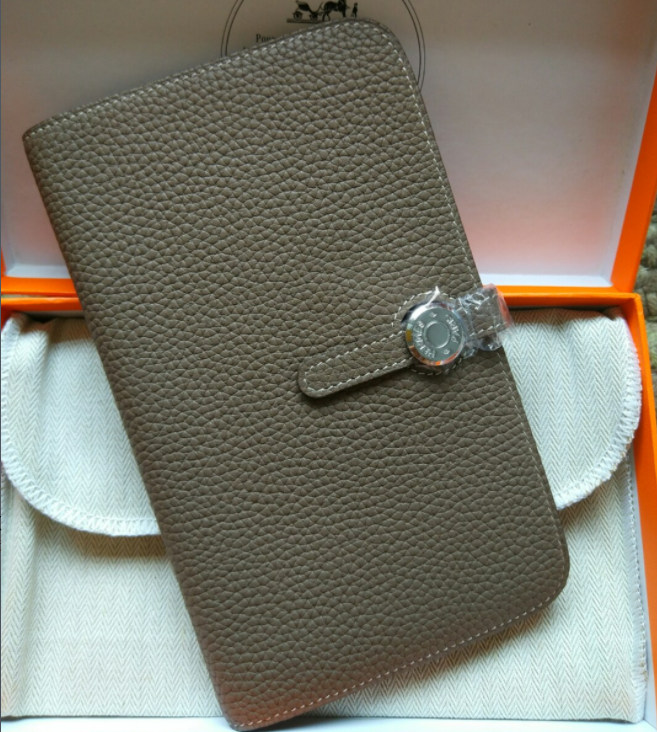 エルメス人気のドゴンデュオ　二つ折り長財布　シルバー　Hermes　財布　18色　取り外しコインポーチ　シルバー金具 - 画像 3