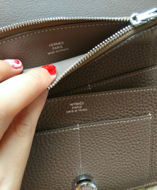 エルメス人気のドゴンデュオ　二つ折り長財布　シルバー　Hermes　財布　18色　取り外しコインポーチ　シルバー金具 - 画像 7