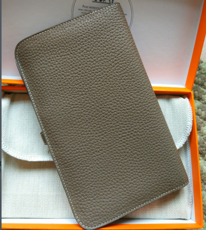 エルメス人気のドゴンデュオ　二つ折り長財布　シルバー　Hermes　財布　18色　取り外しコインポーチ　シルバー金具 - 画像 4
