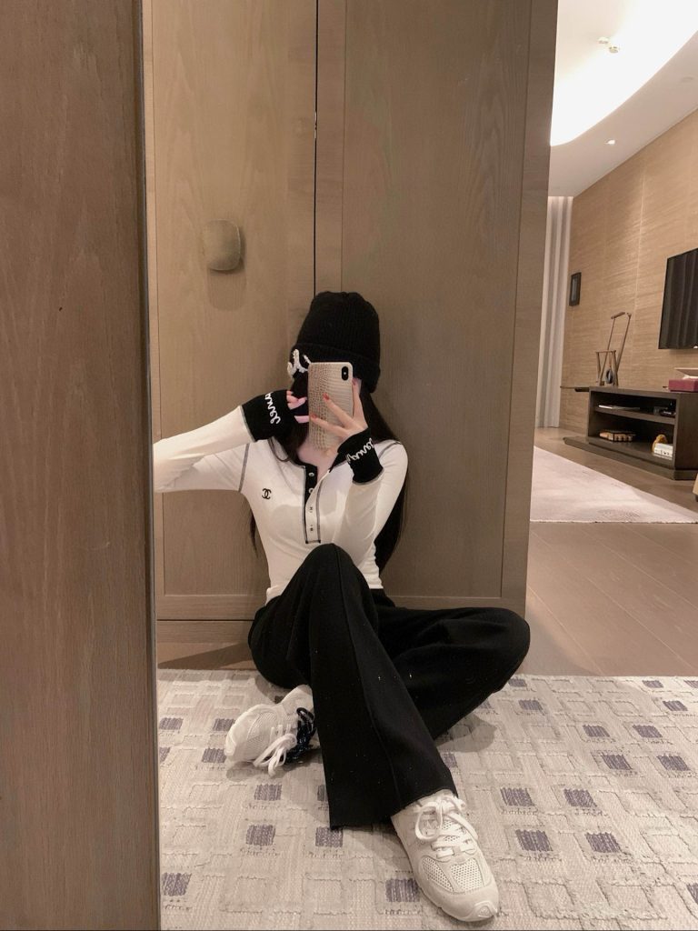 シャネルCHANEL ロングスリーブ ポロシャツ ホワイト/ブラック 2色入 - 画像 6