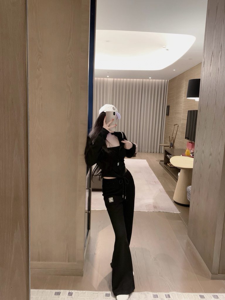 香奈儿 黒 フレアパンツ 2色入 トレーナー風 スリムフィット 舒適 インナーパンツ 春夏 新作 - 画像 5