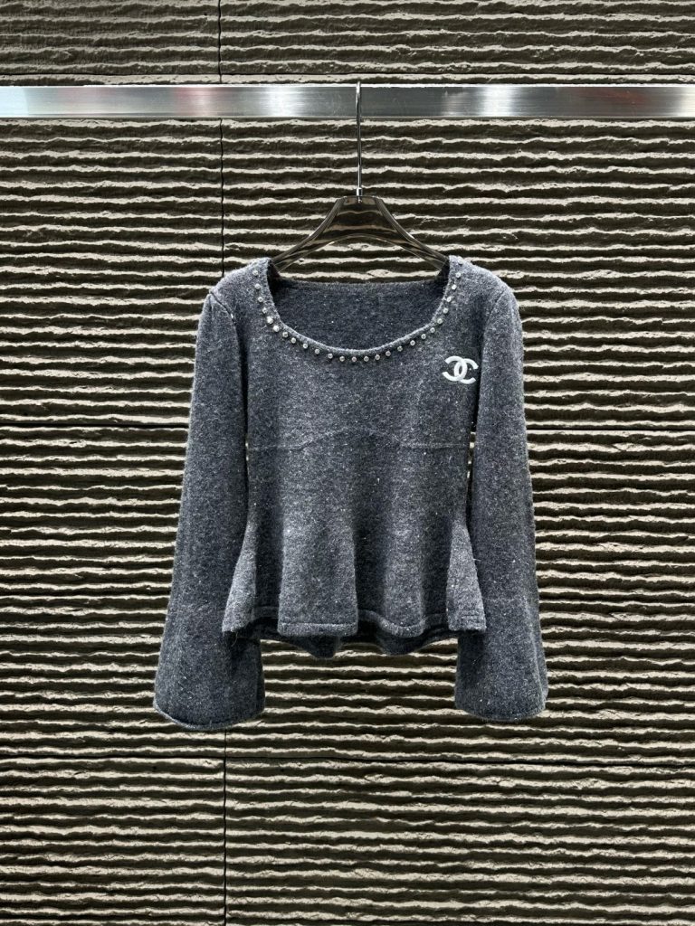 シャネル レディースニット 3色 ロングスリーブ フレア袖 ロゴ付き シンプルデザイン - 画像 5