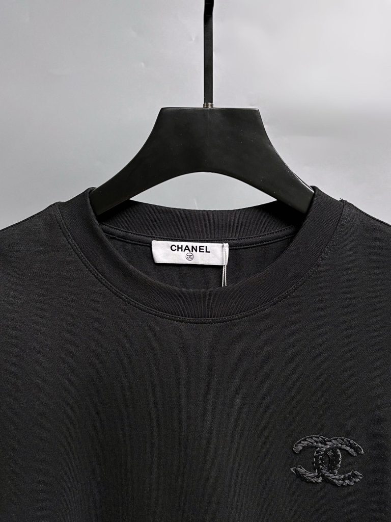 シャネル レディース 半袖 ロゴプリント ブラック 100%コットン 綿100% 半袖Tシャツ 02093 - 画像 4