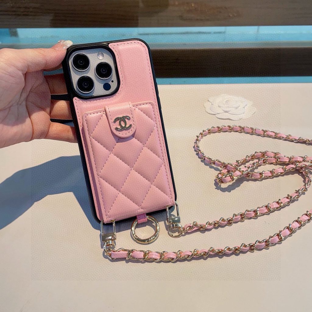 iPhoneケースシャネル風 プチ・ネックレス型スマホケース 2色 - 画像 2