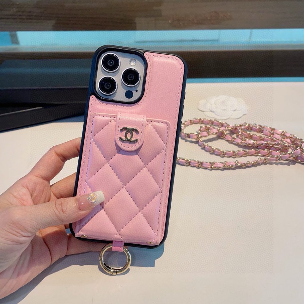 iPhoneケースシャネル風 プチ・ネックレス型スマホケース 2色 - 画像 3