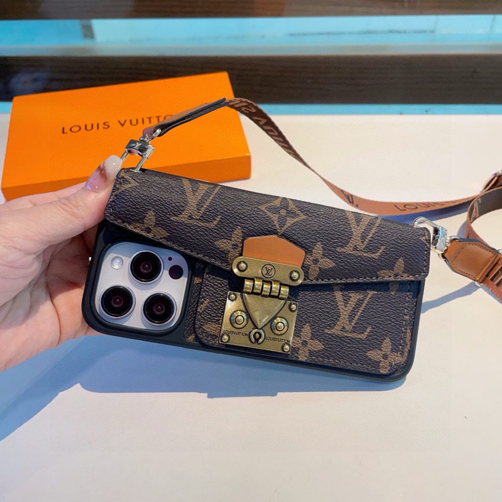 iPhoneケースルイヴィトン風 デザイン 手帳型 ストラップ付き iPhoneケース 📱 2色入 - 画像 6