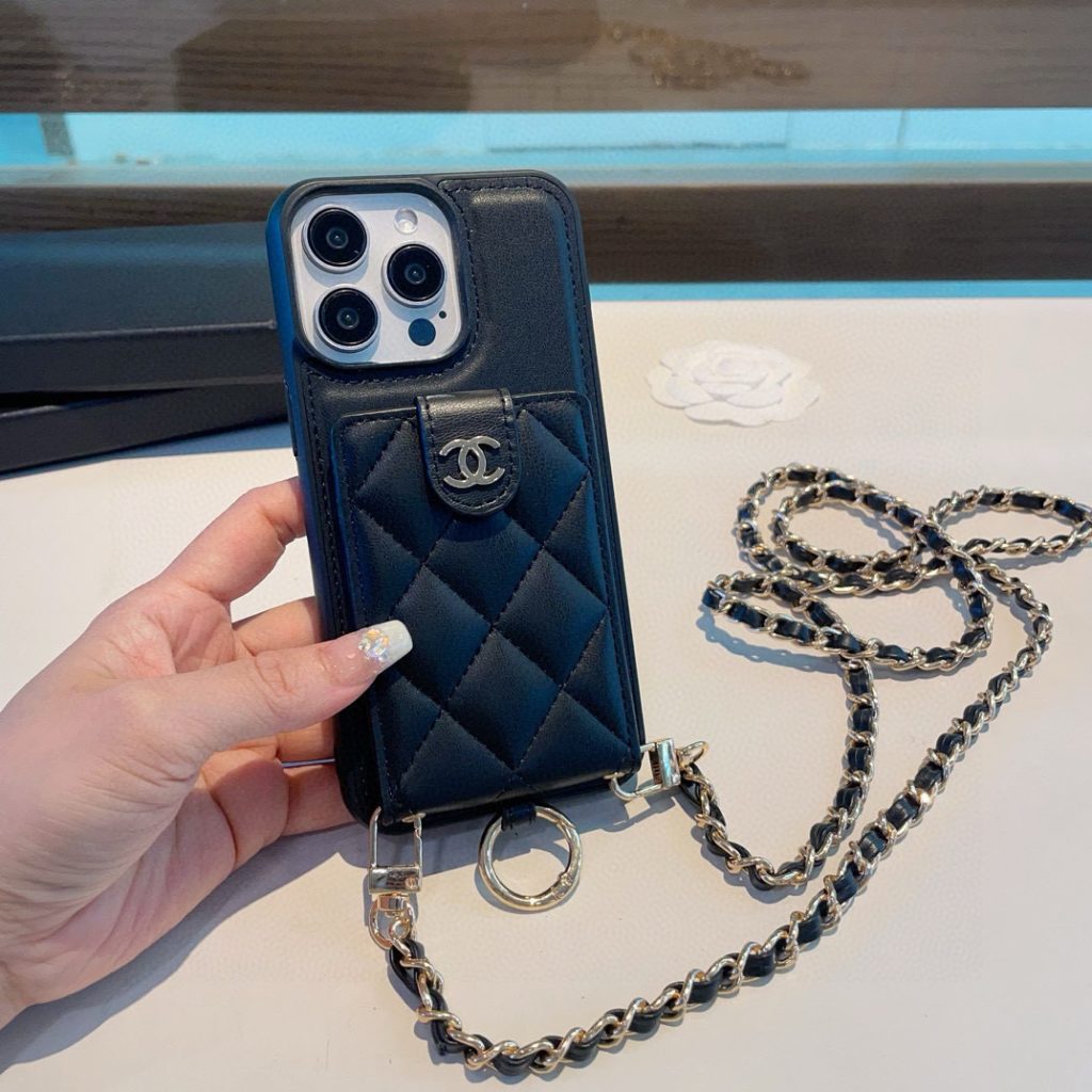 iPhoneケースシャネル チェーン付きスマホケース 2色入 - 画像 3
