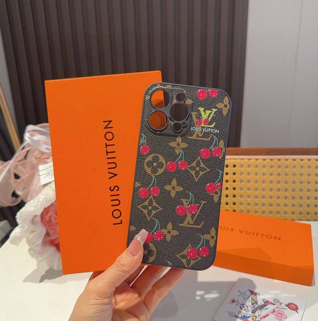 iPhoneケースルイヴィトン風 チェリーデザイン 手帳型スマホケース 4色入 🍒 - 画像 2