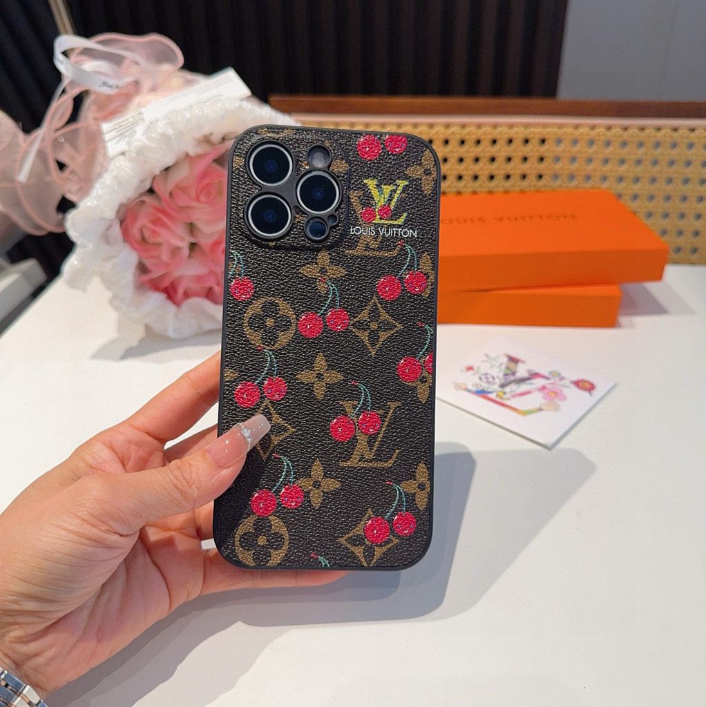 iPhoneケースルイヴィトン風 チェリーデザイン 手帳型スマホケース 4色入 🍒 - 画像 8