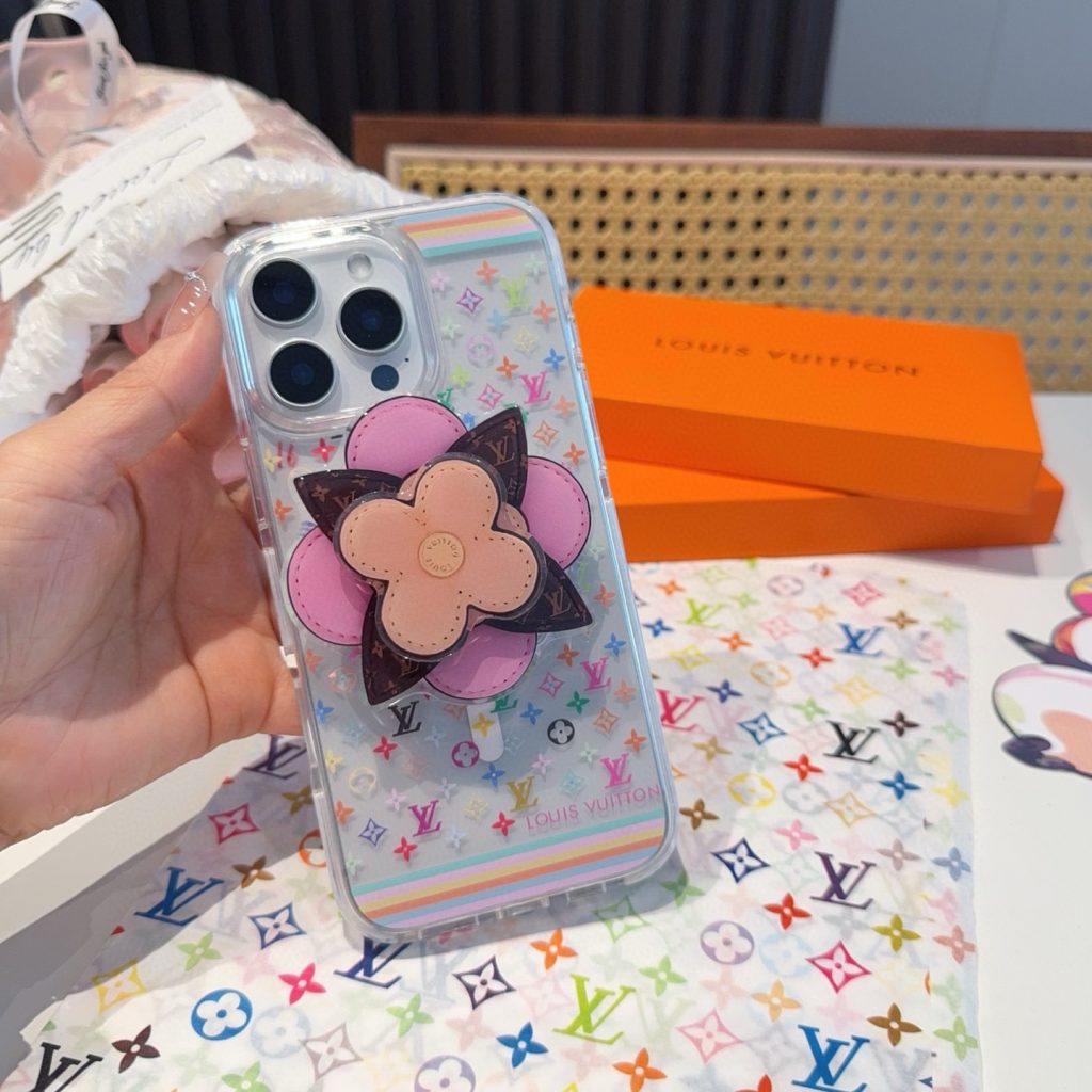 iPhoneケース可愛な LOUIS VUITTON スマホケース 🌸花型マグネットスタンド付き 3色入 - 画像 7