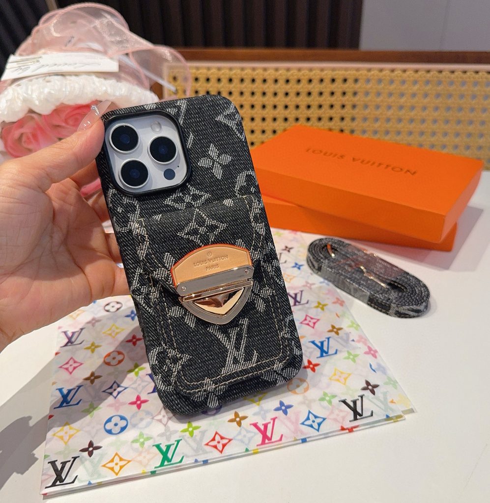 iPhoneケースルイヴィトン デニム調スマホケース 2色入 クロスボディ対応 📱 - 画像 3