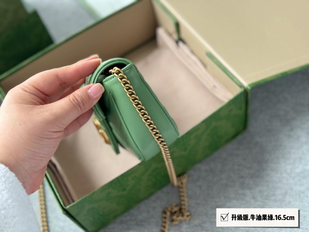 グッチ マイクロ GG マイセン ショルダーバッグ 牛油果緑 16.5cm 🍏 - 画像 3