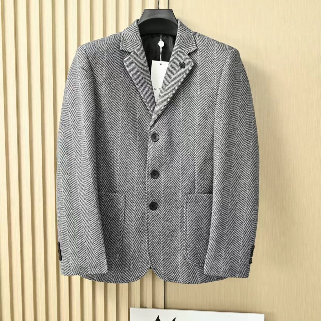 Gucci【02303】グッチ ベイonet 🧥 紳士ウールジャケット ハニカム柄 蝶結 ブラック 🧥✨ - 画像 3