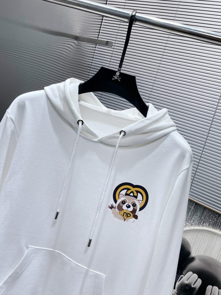 GUCCI メンズ ホットプリント フード付きスウェットシャツ 白 1色入 - 画像 4