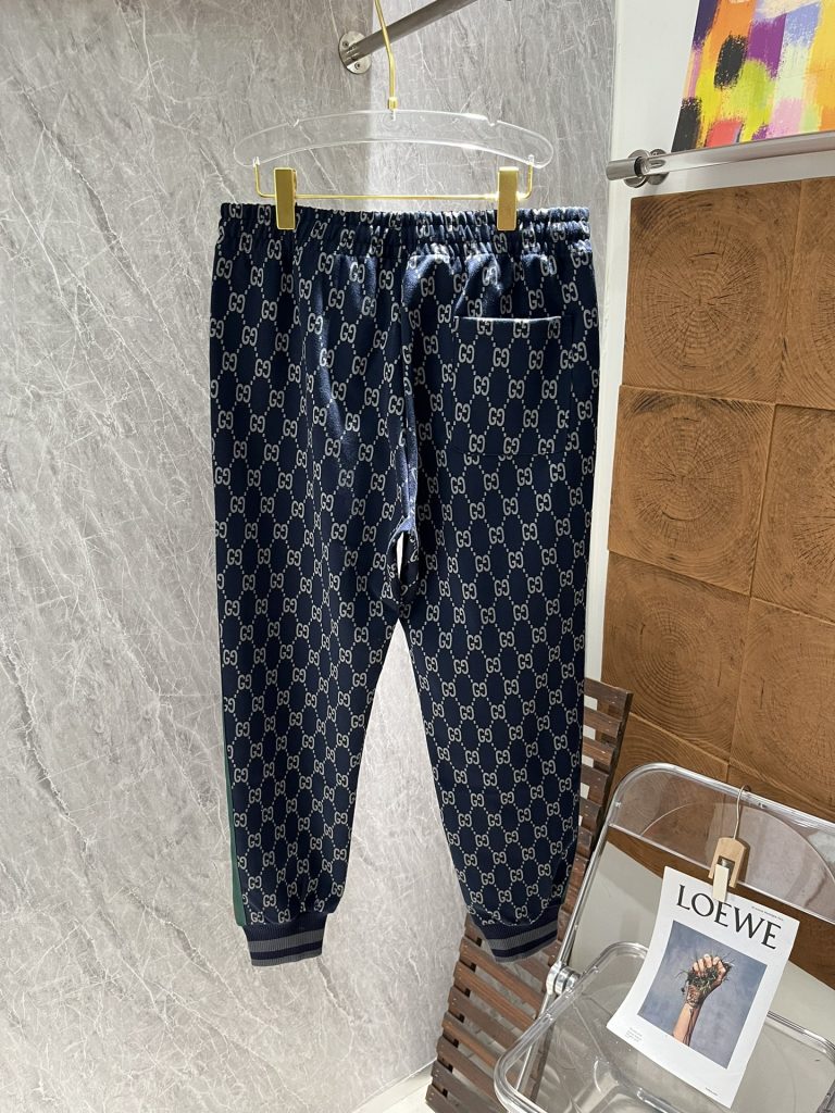 GUCCI パンツ 2色入 メンズ レギンス ダークネイビー レッド、グリーンストライプ - 画像 2