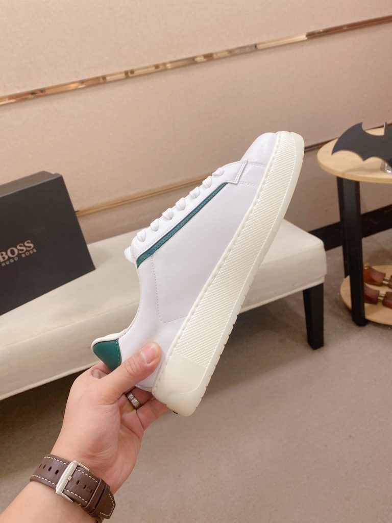 BOSS メンズ スニーカー 白 ティールグリーンアクセント 3色入 🟩 素材感のあるシンプルなデザイン 非常に快適な履き心地 - 画像 5