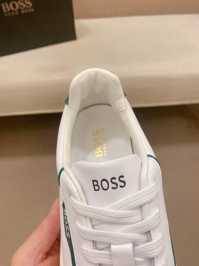 BOSS メンズ スニーカー 白 ティールグリーンアクセント 3色入 🟩 素材感のあるシンプルなデザイン 非常に快適な履き心地 - 画像 6