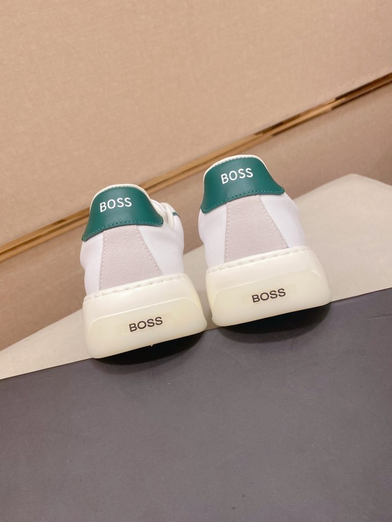 BOSS メンズ スニーカー 白 ティールグリーンアクセント 3色入 🟩 素材感のあるシンプルなデザイン 非常に快適な履き心地 - 画像 8