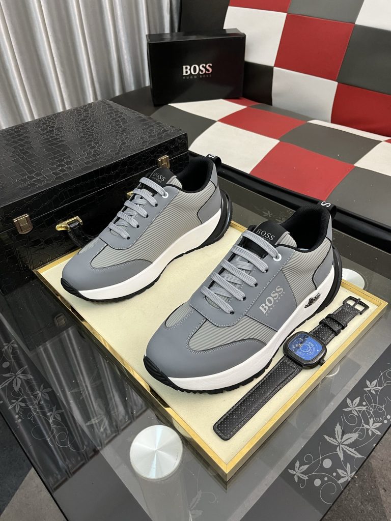 ボス メンズ スニーカー ファッション ランニングシューズ ブラック グレー 2色展開 🎒 - 画像 2