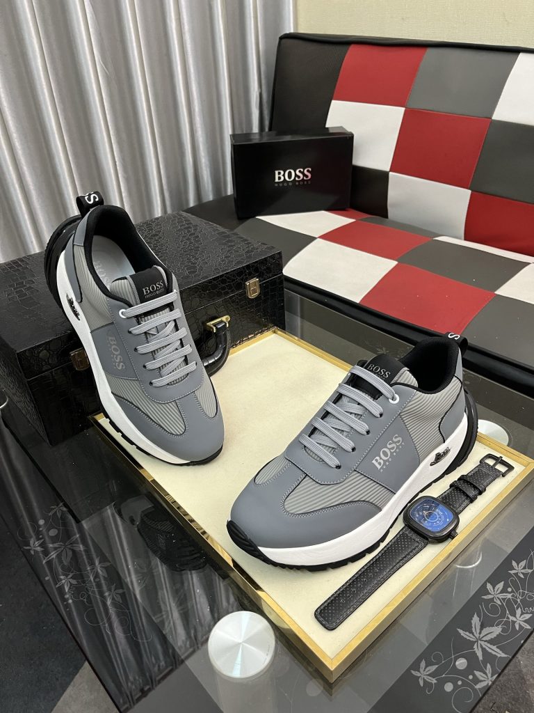 ボス メンズ スニーカー ファッション ランニングシューズ ブラック グレー 2色展開 🎒 - 画像 3