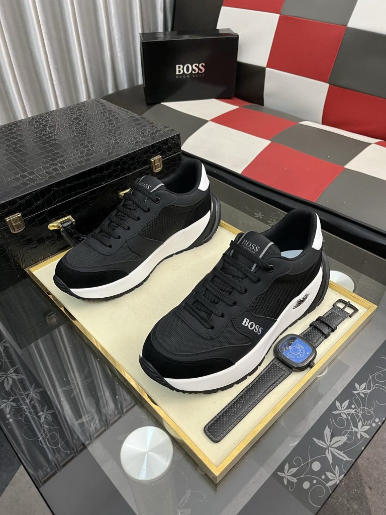 ハグ ボス メンズ スニーカー 黒 2色 スタイリッシュなデザイン 送料無料 🚚 - 画像 2