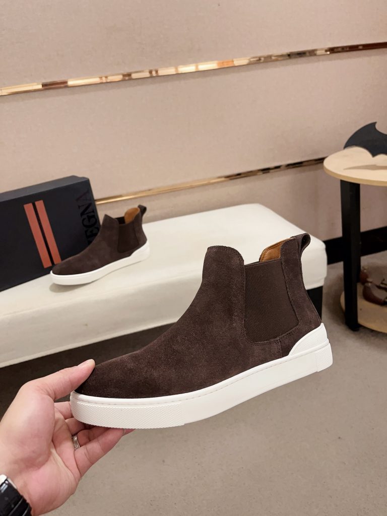 エレガントな ZEGNA メンズ チェルシーブーツ ブラウン 革製 2色 65文字 - 画像 5