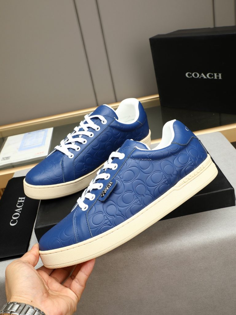 COACH メンズ スニーカー ブルー ホワイト リボン 3色入 🎩 - 画像 2
