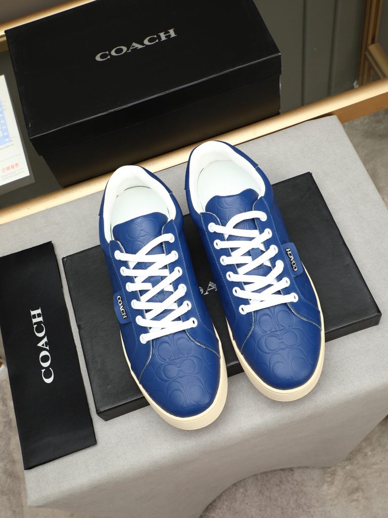 COACH メンズ スニーカー ブルー ホワイト リボン 3色入 🎩 - 画像 6