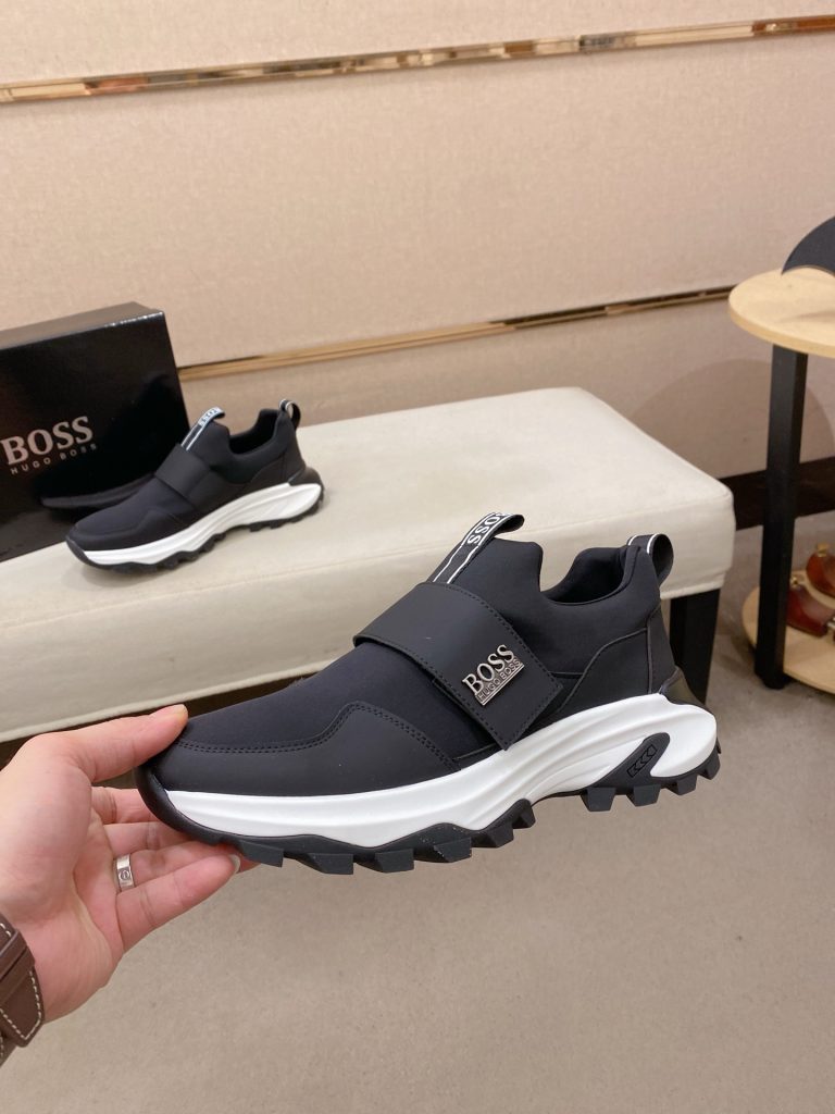 HUGO BOSS メンズ スニーカー ブラック 3色入 3Dラバーソール 軽量 スリップオン 🥾 - 画像 4