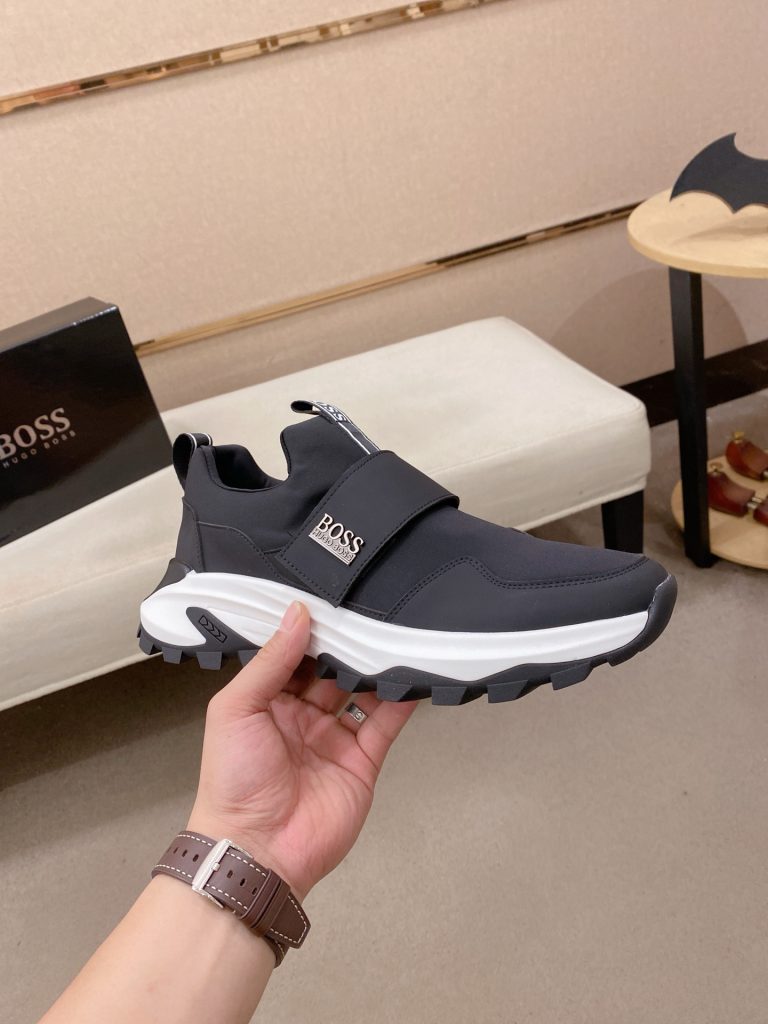 HUGO BOSS メンズ スニーカー ブラック 3色入 3Dラバーソール 軽量 スリップオン 🥾 - 画像 5