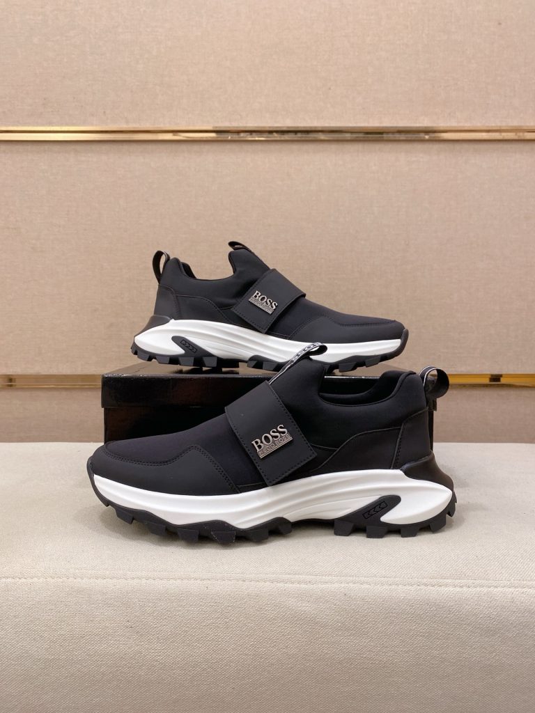HUGO BOSS メンズ スニーカー ブラック 3色入 3Dラバーソール 軽量 スリップオン 🥾 - 画像 8