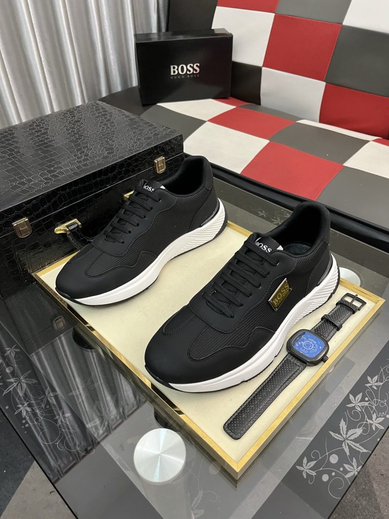 HUGO BOSS 限定モデル 2024 新作 メンズ スニーカー ブラック 白ソール 4色対応 💯 - 画像 2